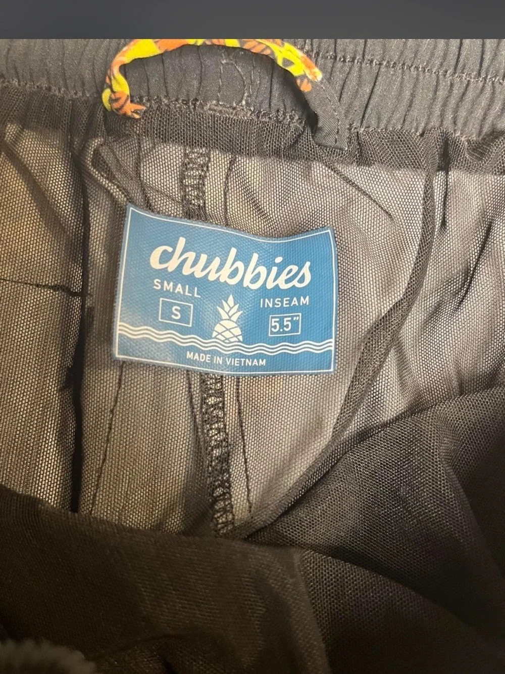 chubbies Black Swim Shorts with Pineapple Accent
